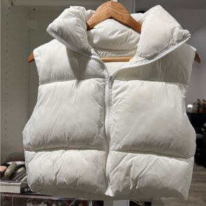 Sleeveless White Puffer Vest
